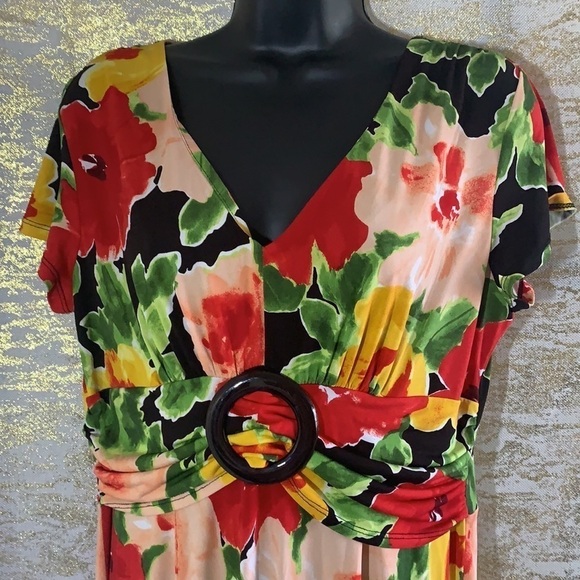 Vintage 🧚♀️Scarlett multicolour floral short sleeve midi dress size 8 - Picture 5 of 12